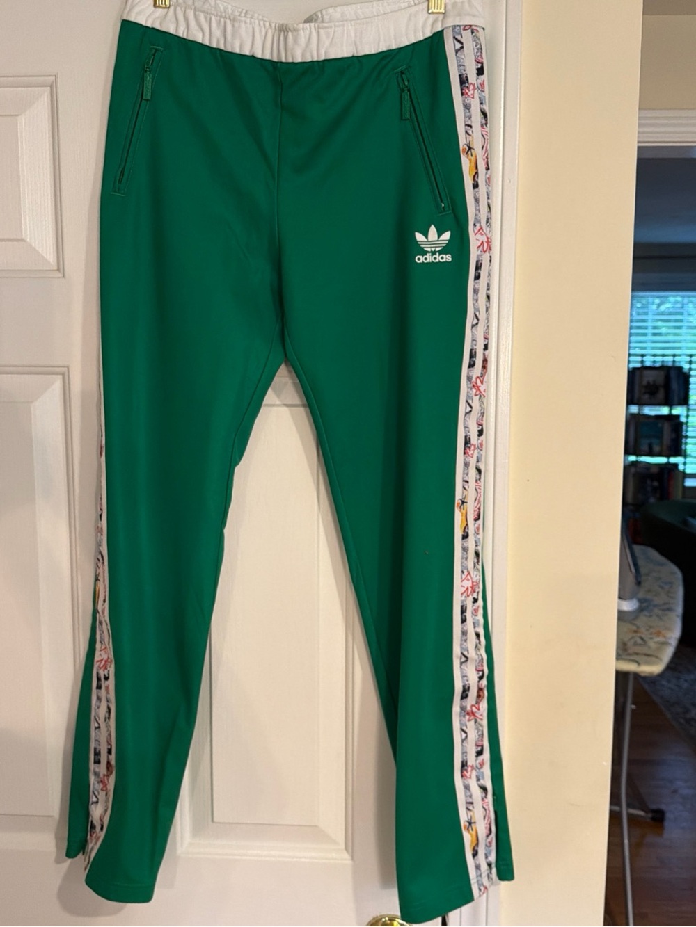 Rare unisex Adidas/ TOPSHOP Green Track Pants Side Stripe